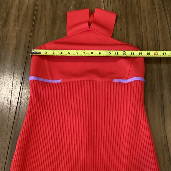 Revolve Herve By Herve Léger High Neck halter Bandage mini Dress red cardinal L - Picture 5 of 12